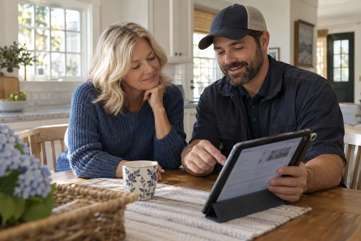 Homeowner in the Quogue area reviewing a mold estimate with a local provider